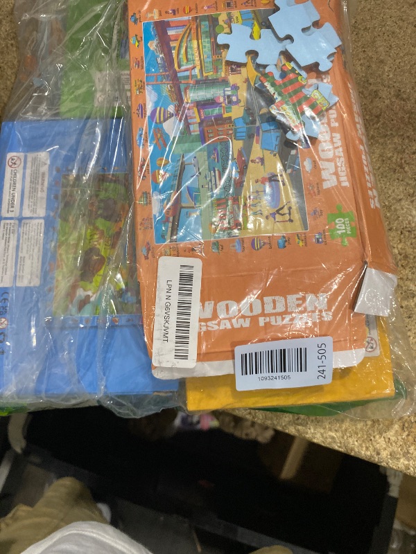 View 2 of 100 Piece Jigsaw Puzzle for Kids Ages 4-6, 4-Pack Animal & Vehicle Themes