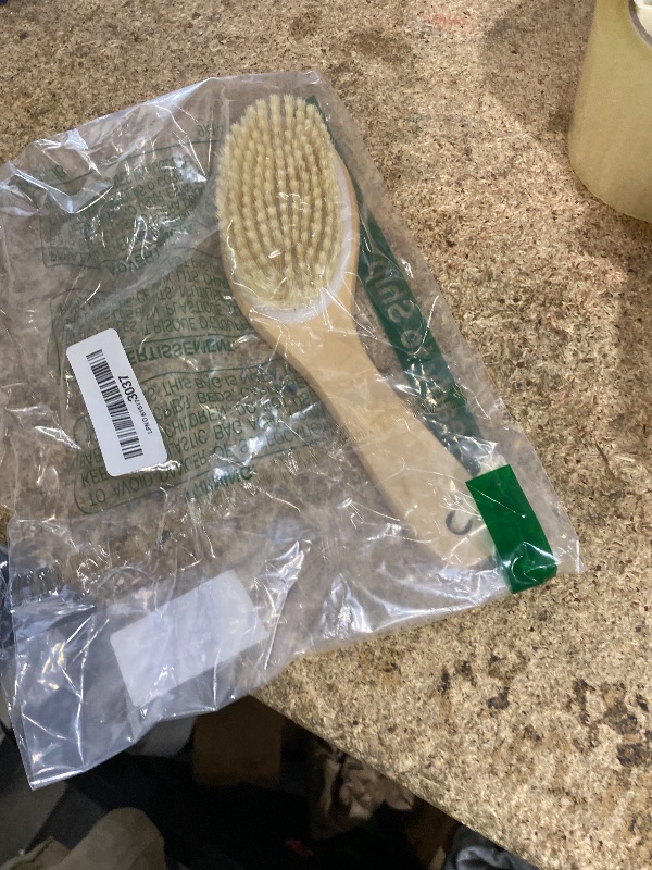View 2 of 100% Natural Boar Bristle Body Brush with Contoured Wooden Handle by TOUCH ME