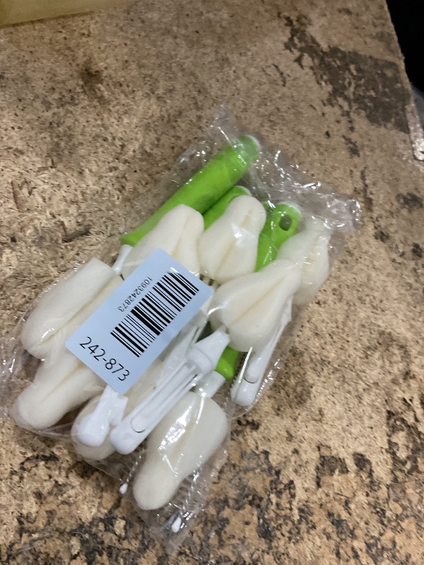 View 2 of 10 Pcs Sponge Bottle Nipple Brushes,4 Sponge Nipple Brushes for Baby Bottles, 4 Replacement Heads and 2 Pcs 7.87" Straws for Cleaning,Green