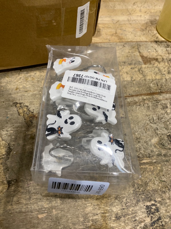 View 2 of 12 Pcs Halloween Ghost Shower Curtain Hooks