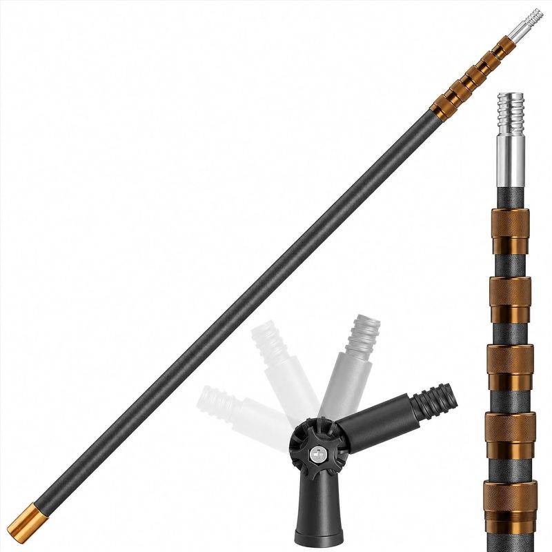 View 1 of 20FT Heavy-Duty Fiberglass Telescopic Extension Pole-High Stiffness, Non-Conductive, Twist Lock for Electrical Rescue, Paint,Indoor/Outdoor Cleaning,Boat Hooks&DIY Mast- Universal 3/4" Threaded Tips
