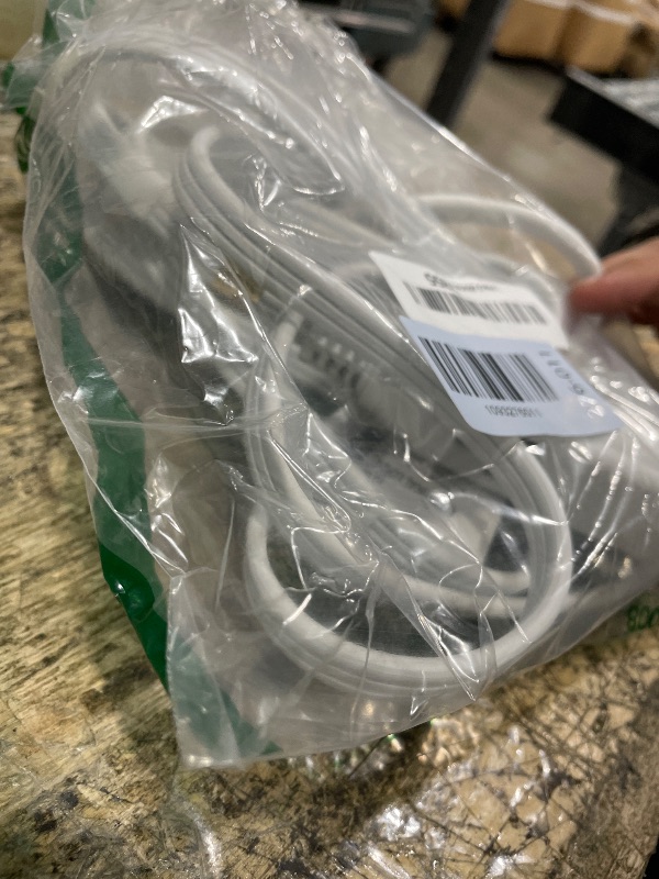 View 2 of 10 Ft White Flat Plug Extension Cord with 3 Outlets, 16 Gauge Heavy Duty