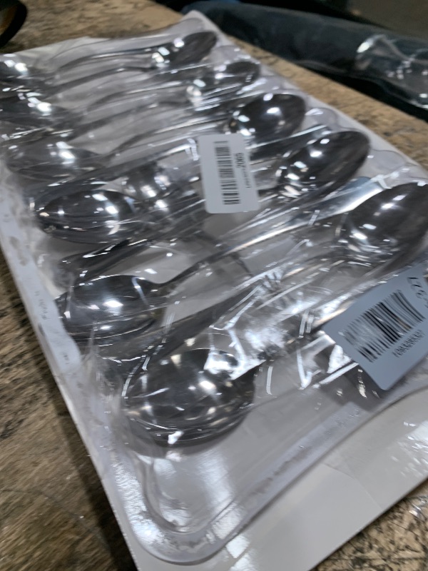 View 2 of 12 Pcs Dinner Spoons Set, Food-Grade Stainless Steel Tablespoons, Durable Metal Table Spoon, Cutlery Soup Spoons Silverware for Home, Kitchen or Restaurant, Mirror Polished, Dishwasher Safe - 7 Inch