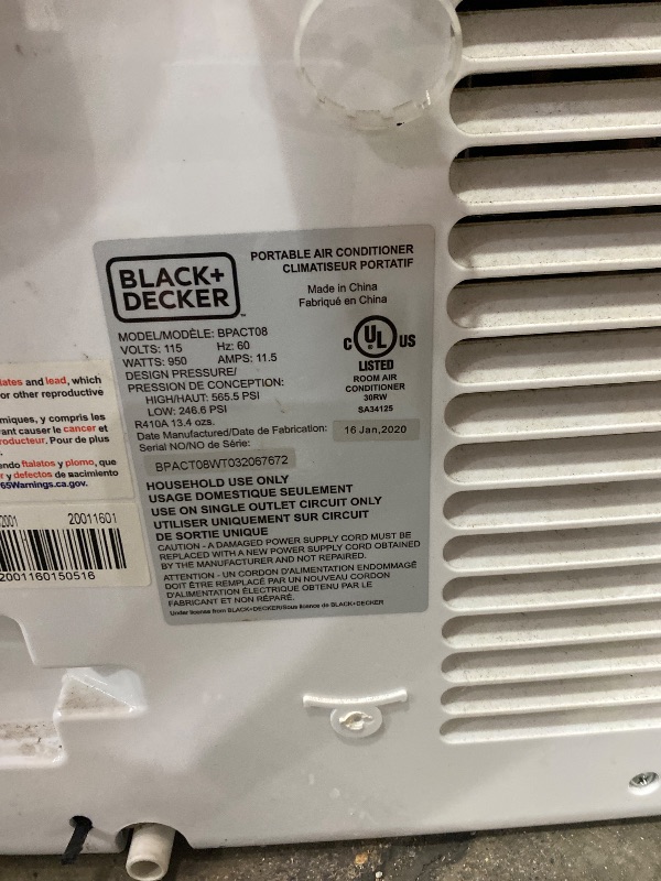 View 3 of **STOCK PHOTO FOR REFERENCE ONLY** BLACK+DECKER Smart Portable Air Conditioner, 14,000 BTU