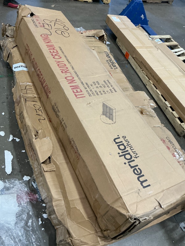 View 2 of **Truck pickup**Meridian Furniture RudyCream-K Rudy Collection Modern | Contemporary Teddy Fabric King Bed with Soft Plush Cream Teddy Fabric and Rounded Headboard, 91" W x 91" D x 49" H, Cream, King