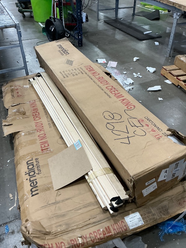 View 3 of **Truck pickup**Meridian Furniture RudyCream-K Rudy Collection Modern | Contemporary Teddy Fabric King Bed with Soft Plush Cream Teddy Fabric and Rounded Headboard, 91" W x 91" D x 49" H, Cream, King