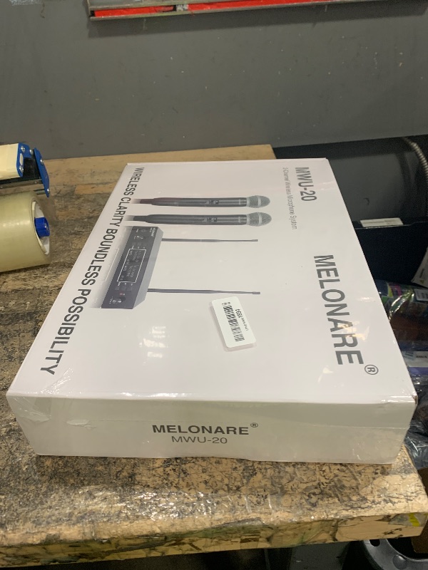 View 2 of *FACTORY SEALED* MELONARE Dual UHF Auto Scan Wireless Microphone System MWU-20-2H