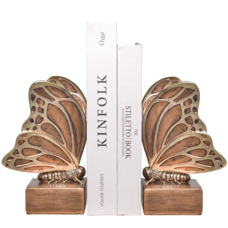 View 1 of **USED/DAMAGED** Kakizzy Vintage Brown Butterfly Bookends,Resin Book Ends for Shelves,Heavy Duty Decorative Bookends,Creative Book Stopper Holder Decor for Desk Home Office,Shelf Decoration,Gifts for Mother's Day