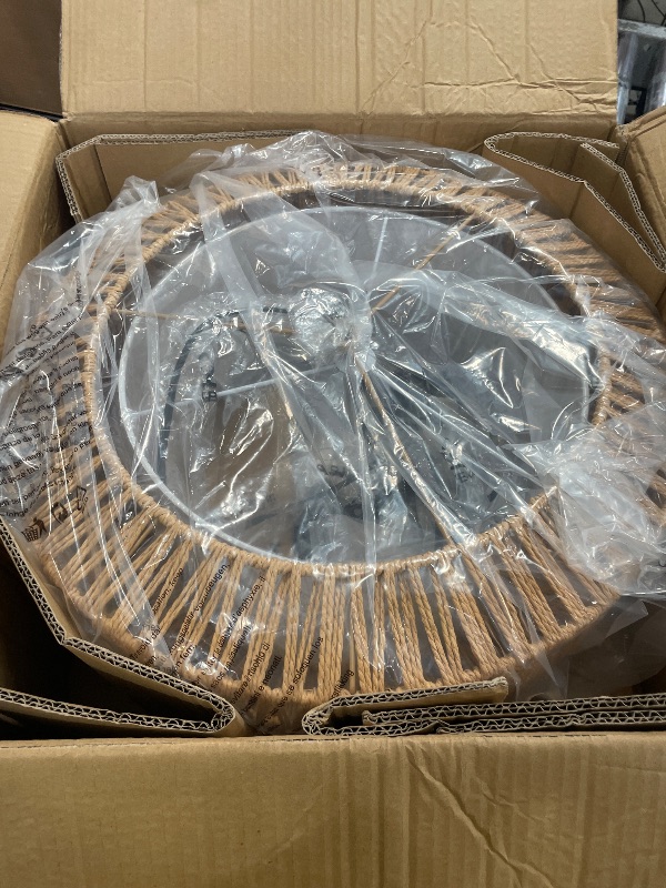 View 2 of 19" Rattan Chandelier for Dining Room, Boho Dining Room Light Fixture