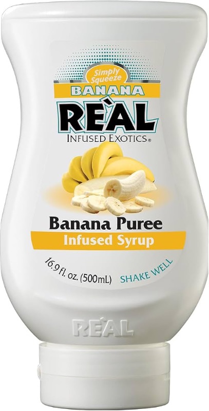 View 1 of ***EXPIRATION:06/28***Banana Reàl, Banana Puree Infused Syrup, 16.9 FL OZ Squeezable Bottle (Pack of 1)