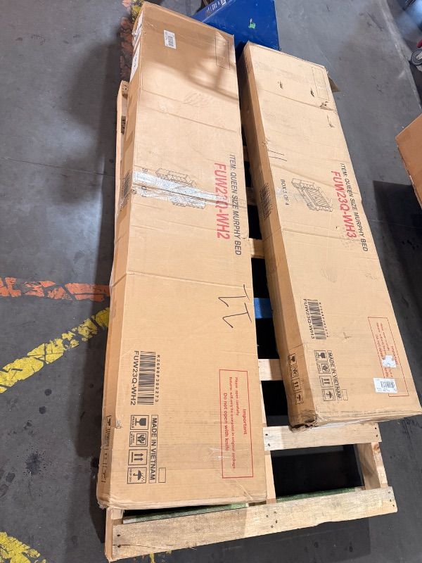 View 5 of *** PARTIAL SET, FOR PARTS ONLY ***
*** AS INDICATED IN PHOTOS, INCLUDES BOXES #2 & 3, BOXES #1 & 4 NOT INCLUDED ***
BALUS 63’' W Murphy Bed Queen with Mattress Included, Queen Size Murphy Bed with Mattress & USB Charging Station & Storage Drawer, Murphy