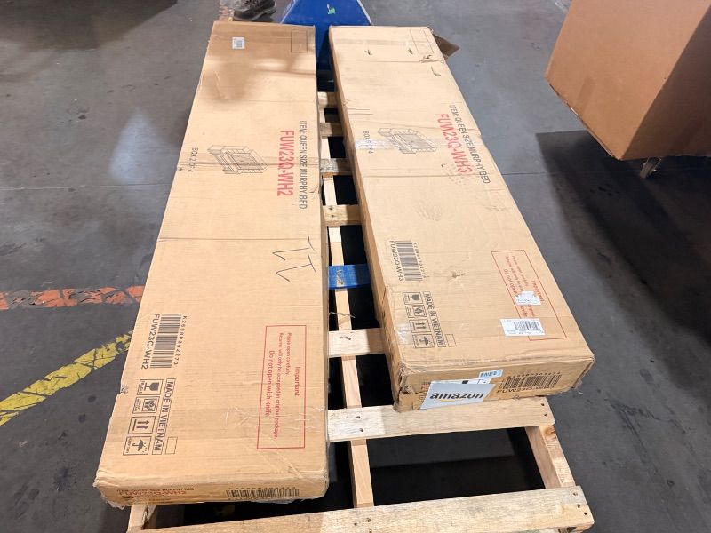 View 4 of *** PARTIAL SET, FOR PARTS ONLY ***
*** AS INDICATED IN PHOTOS, INCLUDES BOXES #2 & 3, BOXES #1 & 4 NOT INCLUDED ***
BALUS 63’' W Murphy Bed Queen with Mattress Included, Queen Size Murphy Bed with Mattress & USB Charging Station & Storage Drawer, Murphy