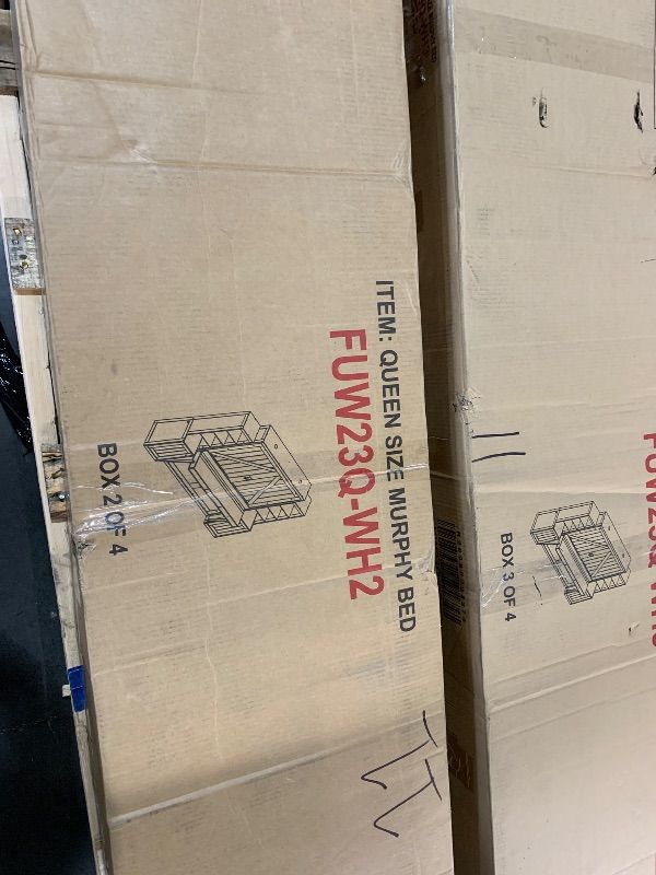 View 2 of *** PARTIAL SET, FOR PARTS ONLY ***
*** AS INDICATED IN PHOTOS, INCLUDES BOXES #2 & 3, BOXES #1 & 4 NOT INCLUDED ***
BALUS 63’' W Murphy Bed Queen with Mattress Included, Queen Size Murphy Bed with Mattress & USB Charging Station & Storage Drawer, Murphy