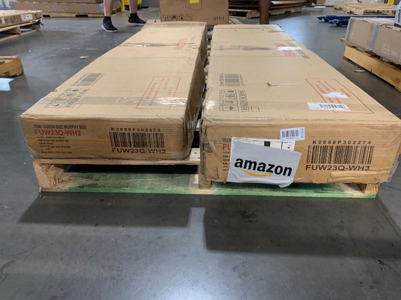 View 3 of *** PARTIAL SET, FOR PARTS ONLY ***
*** AS INDICATED IN PHOTOS, INCLUDES BOXES #2 & 3, BOXES #1 & 4 NOT INCLUDED ***
BALUS 63’' W Murphy Bed Queen with Mattress Included, Queen Size Murphy Bed with Mattress & USB Charging Station & Storage Drawer, Murphy
