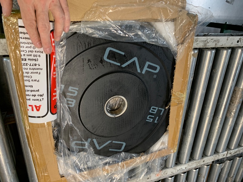 View 3 of *** PARTIAL SET, ONLY INCLUDES 2 15lb PLATES ***
CAP 100lb Economy Olympic Bumper Plate Weight Set