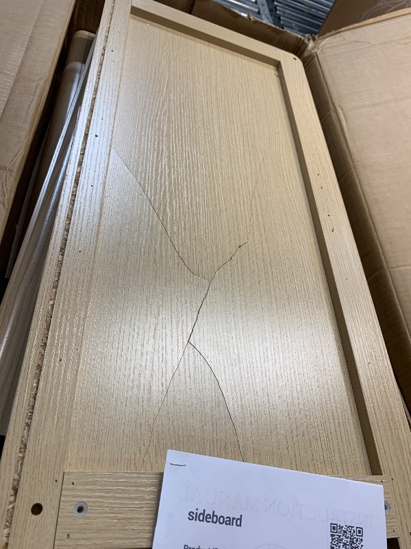 View 4 of *** SLIGHT DAMAGE TO THE BACKSIDE OF A BOARD, BUT IT DOESN'T SHOW THROUGH TO THE FRONT-FACING SIDE ***
*** DAMAGE SHOWN IN PICTURES FRONT AND BACK ***
GarveeLife Sideboard Buffet Cabinet with Storage, 47 Inch Fluted Mid Century Modern Console Table with 2