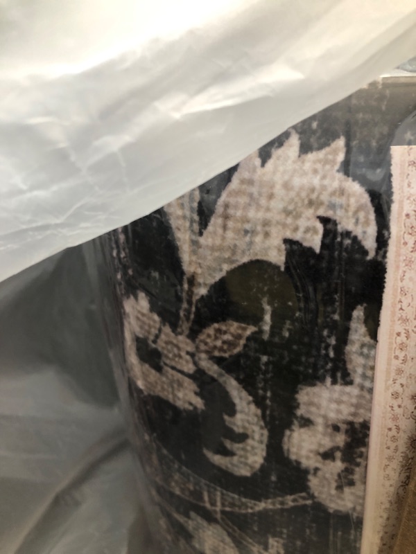 View 3 of DUIDY Area Rug 8' x 10' Charcoal/Beige Distressed Vintage