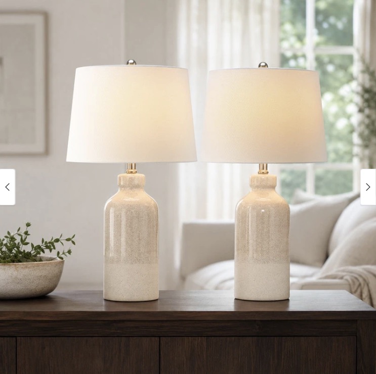 View 1 of ***STOCK IMAGE FOR REFERENCE***
3-Way Ceramic Table Lamp Set of 2 with White Shades - 22.5 in. H