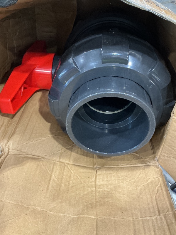 View 3 of AIPOR 4" True Union UPVC Ball Valve, UPVC Full Flow Ball Valve Rated at 230 PSI, U.S. ASTM EPDM O-Rings and Reversible PTFE Seats, 4 inch Socket (1 Pack)