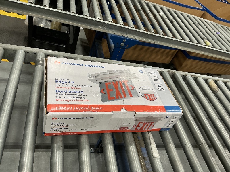 View 3 of Lithonia Lighting Basics Edge-lit LED Exit Sign with Red Letters, Universal Mount Emergency Exit Only Sign, Ni-Cad Battery Backup (BE W R UM M2)