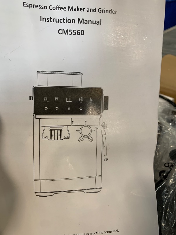 View 3 of [SOLD FOR PARTS] HOMTINEX Espresso Machine with Grinder & Steam Wand - Black