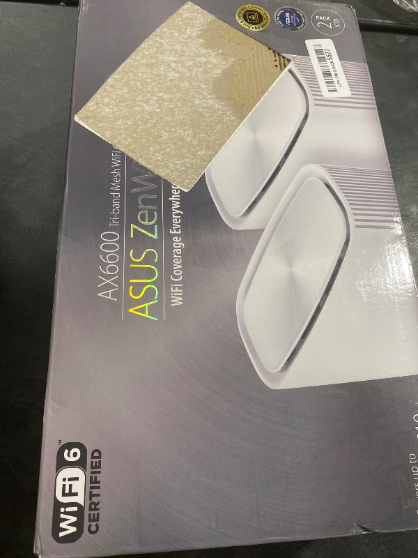 Photo 1 of ASUS ZenWiFi AX6600 Tri-Band Mesh WiFi 6 System (XT8 2PK) - Whole Home Coverage up to 5500 sq.ft & 6+ Rooms, AiMesh, Included Lifetime Internet Security, Easy Setup, 3 SSID, Parental Control, White