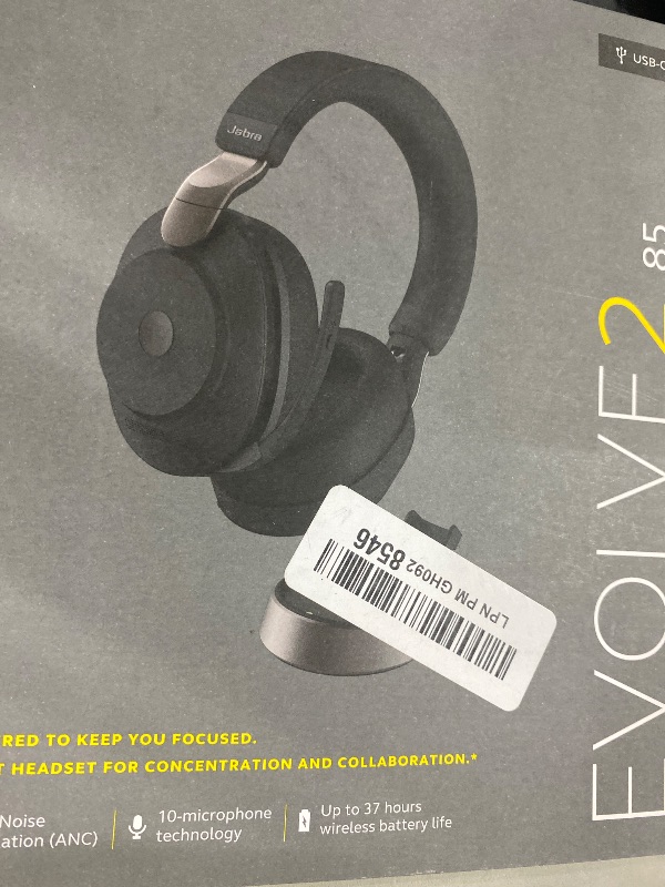 Photo 1 of Jabra Evolve2 85 - USB-C UC Stereo Stand - Black Wireless Headset/Music Headphones Black