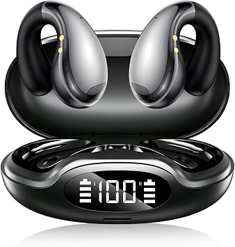 Photo 1 of Open Ear Earbud Wireless Bluetooth 5.4, Clip on Ear Buds with AI Translation Earbuds Real Time 50H Playtime & Crystal Clear Sound Bone Conduction Earbuds for Travel, Business, Sports (Black)
