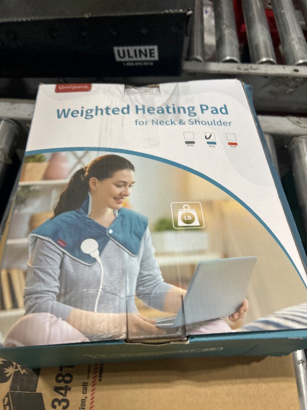 View 2 of Comfytemp Weighted Heating Pad, 19"x23", Blue
