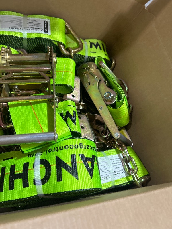 Photo 1 of Mimanchi 4" x 40' Ratchet Straps with Chain Extension (4 Pack)