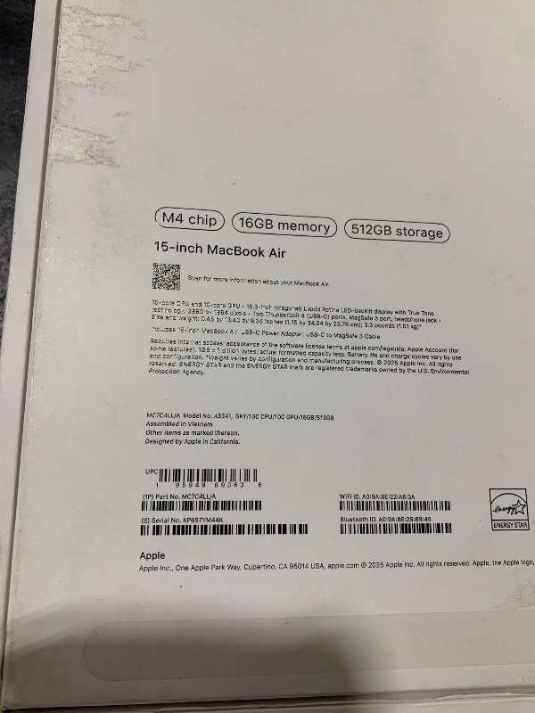 Photo 1 of Apple MacBook Air 15-inch M4 Laptop
