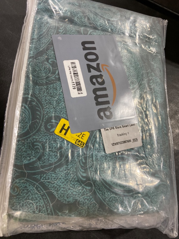 View 2 of Travan King Quilt Set with Shams, Microfiber, Blue Ocean