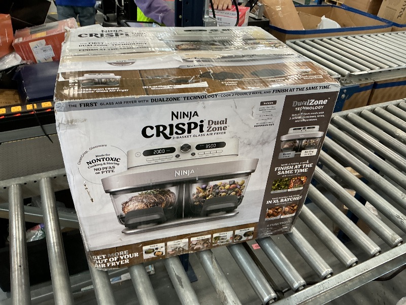 View 2 of Ninja CRISPi DualZone Glass Air Fryer, Bone, 8-qt
