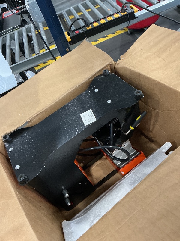View 2 of VEVOR 3-in-1 Auto Hat Heat Press Machine for Caps, No Crease, Orange&Black