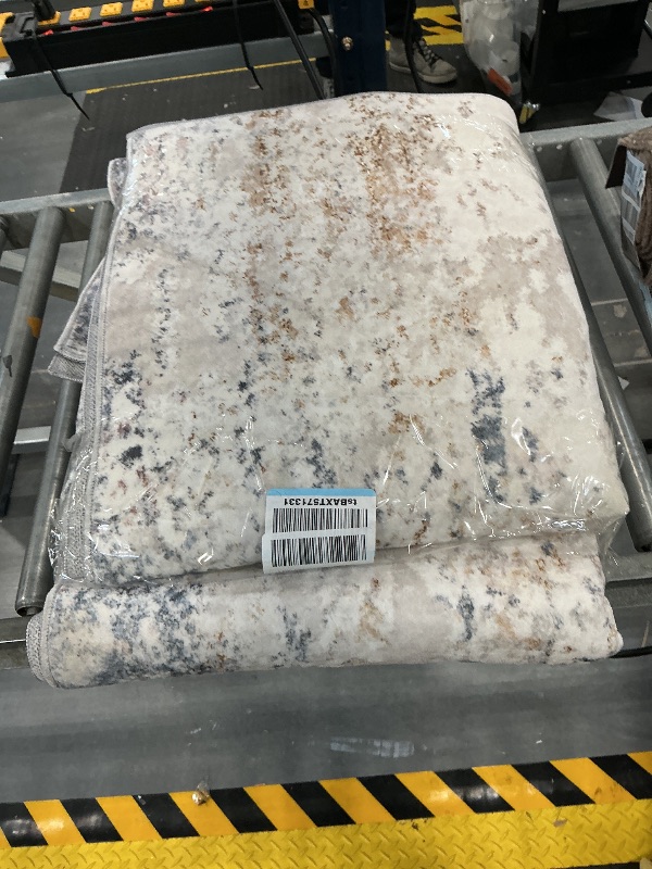 View 2 of DMOYEST Abstract Area Rug 8' x 10' Washable Beige Blue