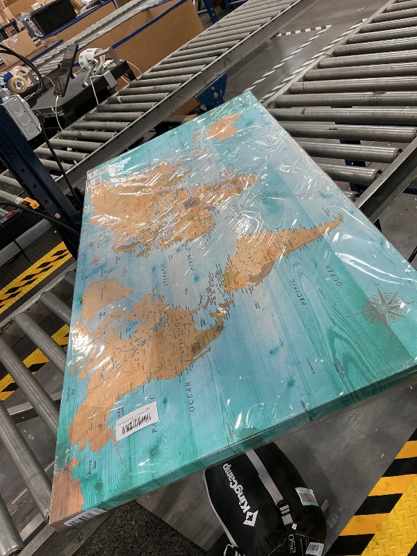 View 2 of ZEYDRT World Map Canvas Wall Art 24"x48"