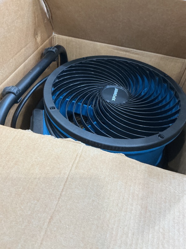 View 3 of XPOWER P-26AR Industrial Axial Air Mover, Blower, Fan with Build-in Power Outlets for Water Damage Restoration, Home and Plumbing Use - 1 Amp, 1300 CFM, 4 Speeds , Blue