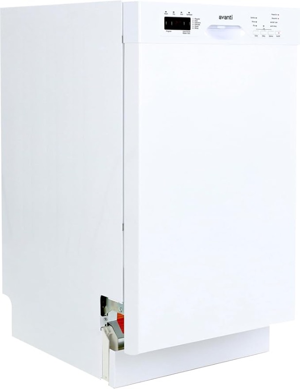 Photo 1 of Avanti Built-In Dishwasher 18-Inch Quiet Operation with Drop-Down Metal Door Digital Controls, Silverware Basket ENERGY STAR Certified, in White