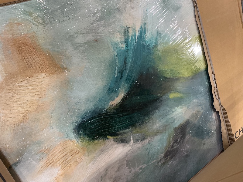 View 3 of Cuspin Framed Sage Green Abstract Wall Art, 36x72 In