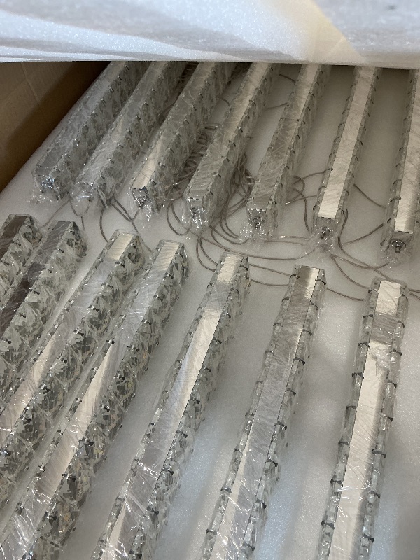 View 3 of IDEQUY Crystal Spiral Chandelier, 150in Long, 36-Light Silver LED