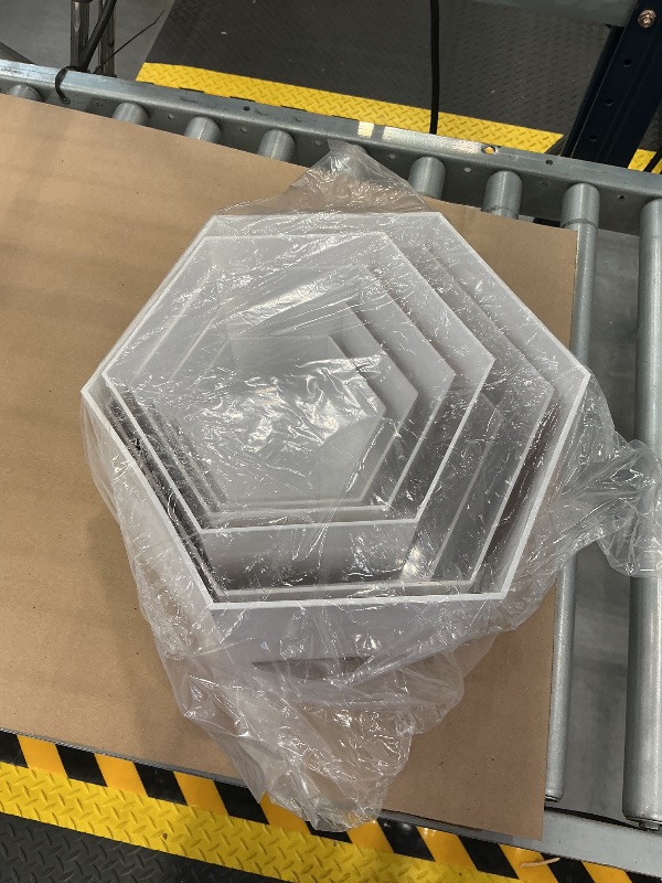 Photo 1 of Leinuosen Hexagonal Acrylic Display Risers - White (Set of 7)