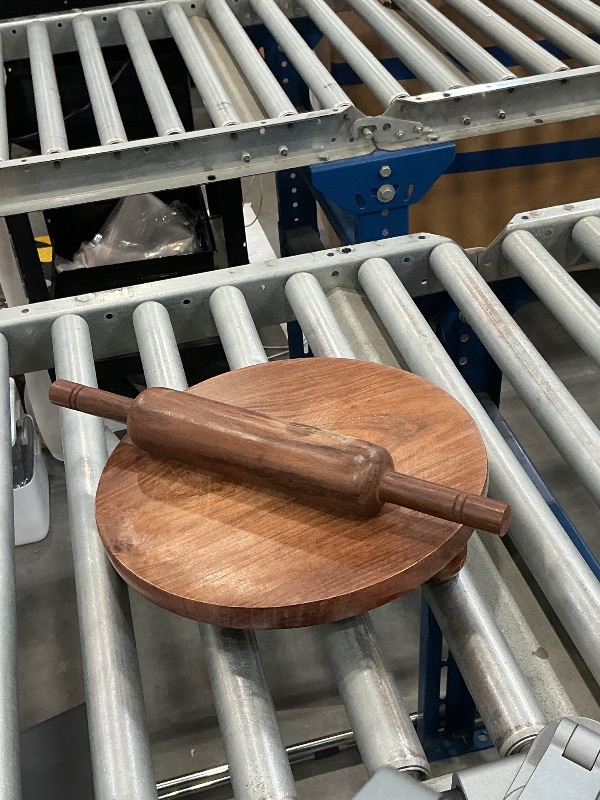 Photo 1 of Wood circular board with rolling pin