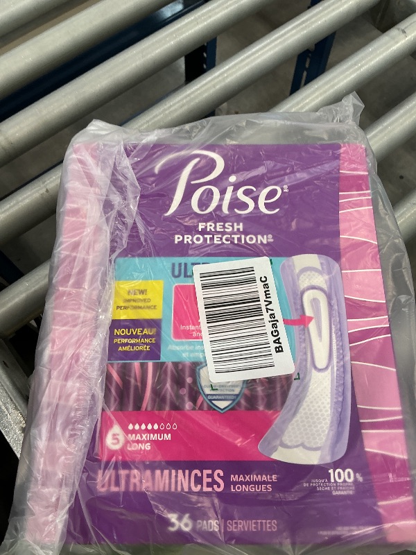 Photo 1 of Poise Ultra Thin Incontinence Pads, 5 Drop, Long, 36 ct