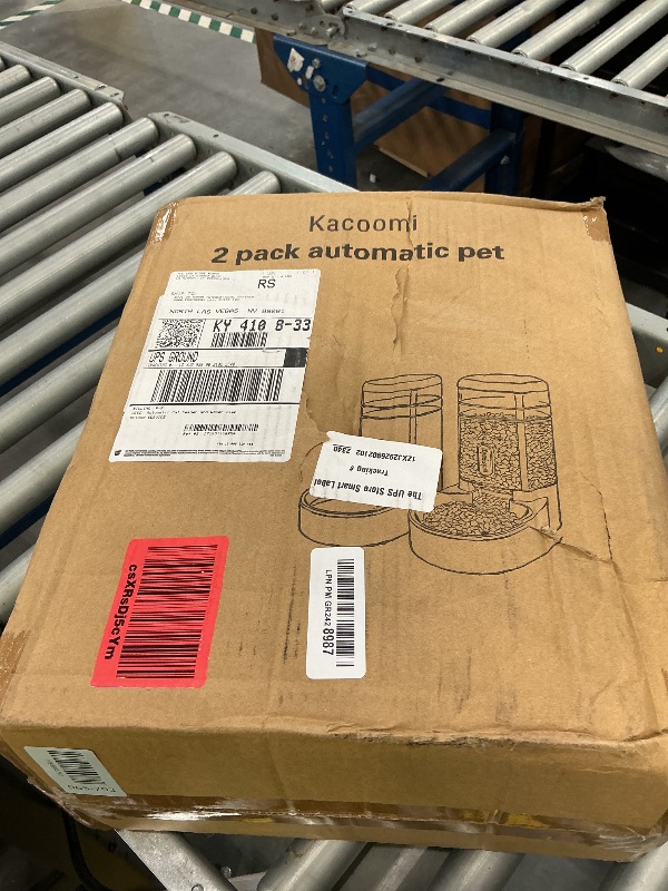 Photo 1 of Automatic Cat Feeder and Water Dispenser with Stainless Steel Bowl Gravity Food Feeder and Waterer Set for Small Medium Dog Puppy Kitten 1 Gallon x 2(Beige)