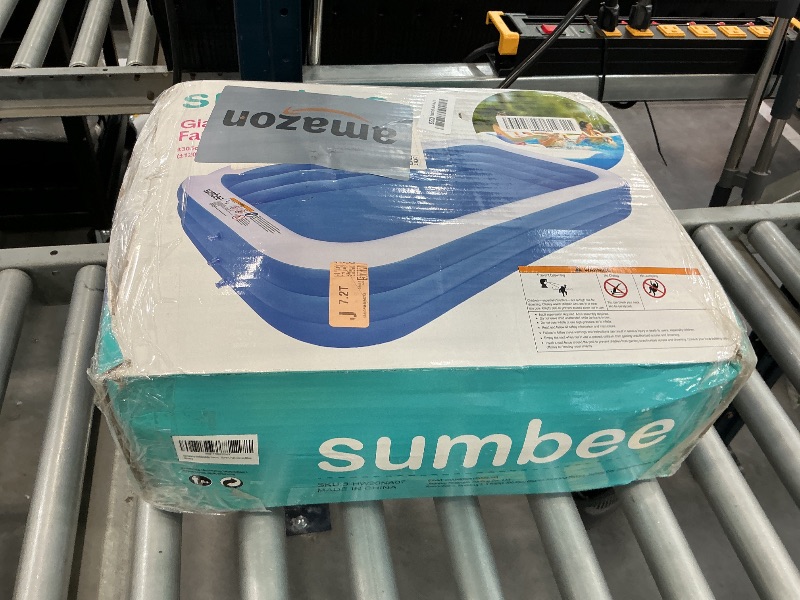 Photo 1 of Sumbee Inflatable Pool for Kids and Adults, 120" x 72" x 22" Oversized Thickened Blow Up Family Swimming Pool for Outdoor Patio Backyard Garden Deck Summer Party Full Size Blue