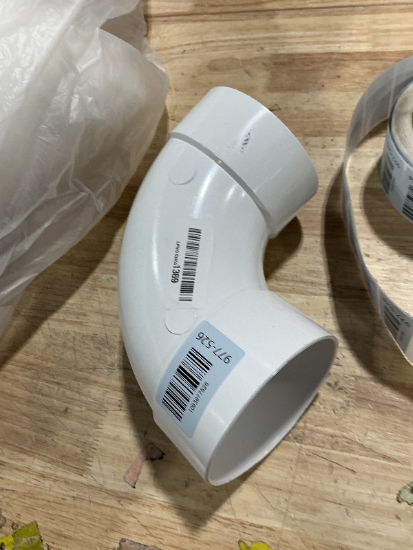 Photo 1 of NDS PVC S&D 90° Long-Turn Elbow, 4-Inch, for Hub X Hub Solvent-Weld Connections, for use with 4-Inch Sewer and Drain Pipe, White