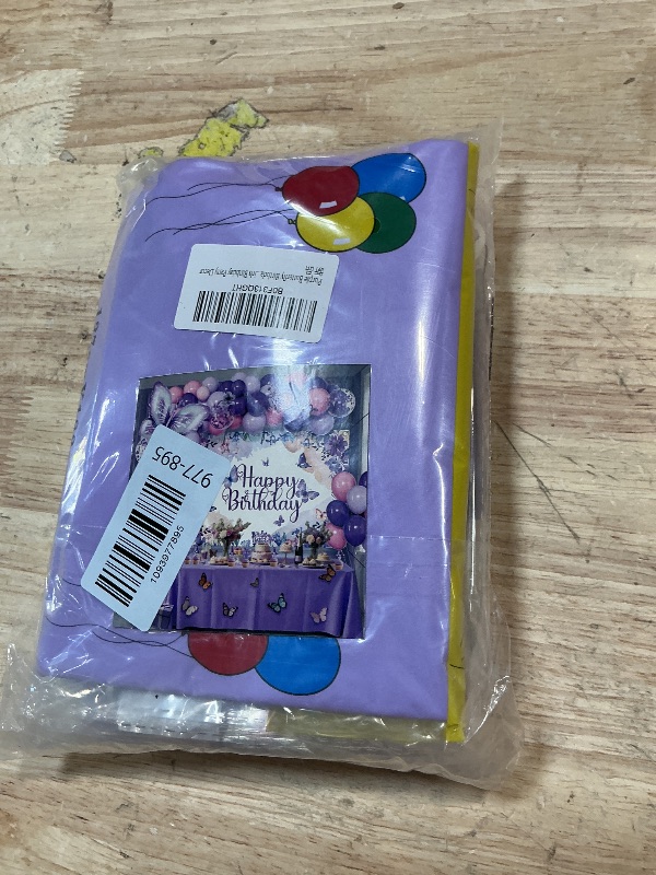 Photo 1 of Jenmir Purple Butterfly Birthday Balloon Arch Kit with Backdrop