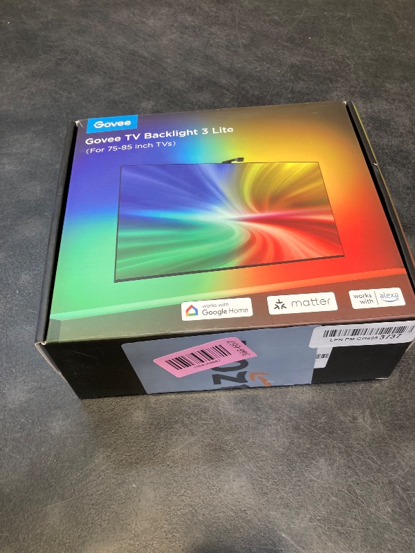 Photo 1 of Product summary presents key product information
Govee
Visit the Govee Store
4.5
4.5 out of 5 stars
(10,750)
Govee TV Backlight 3 Lite, 16.4ft LED Strip Lights Sync with 75-85 Inch TVs
Upgraded Camera with Fish-Eye Correction Function, RGBICW Screen S