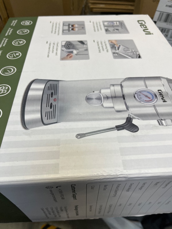 View 2 of Gevi Espresso Machine with Milk Frother, Sterling Silver