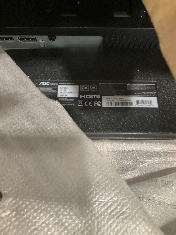 View 3 of [Missing pieces] AOC 27 Inch Curved Gaming Monitor FHD 200Hz VA 0.3ms HDR, C27G4H2